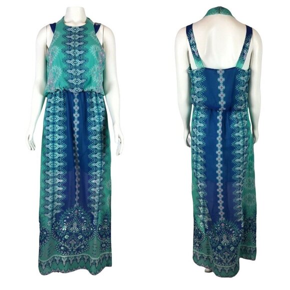 City Triangles Womens Maxi Dress Size Small Sleeveless Halter Blouson - Picture 1 of 6